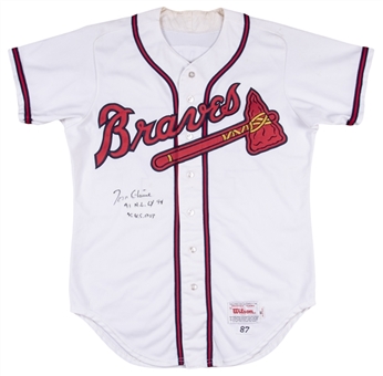 1987 Tom Glavine Rookie Game Used & Signed/Inscribed Atlanta Braves #47 Home Jersey With Line-Up Card From 1st Career Win! (Henderson LOA & Beckett LOA)